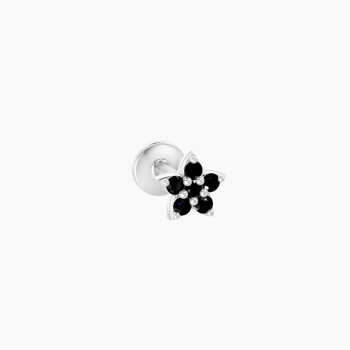Flora | 18k White Gold 5 mm 4.5 mm Flower Black Diamond Nose Piercing