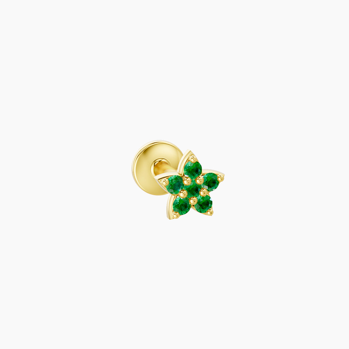 Flora | 18k Yellow Gold 5 mm 4.5 mm Flower Emerald Nose Piercing