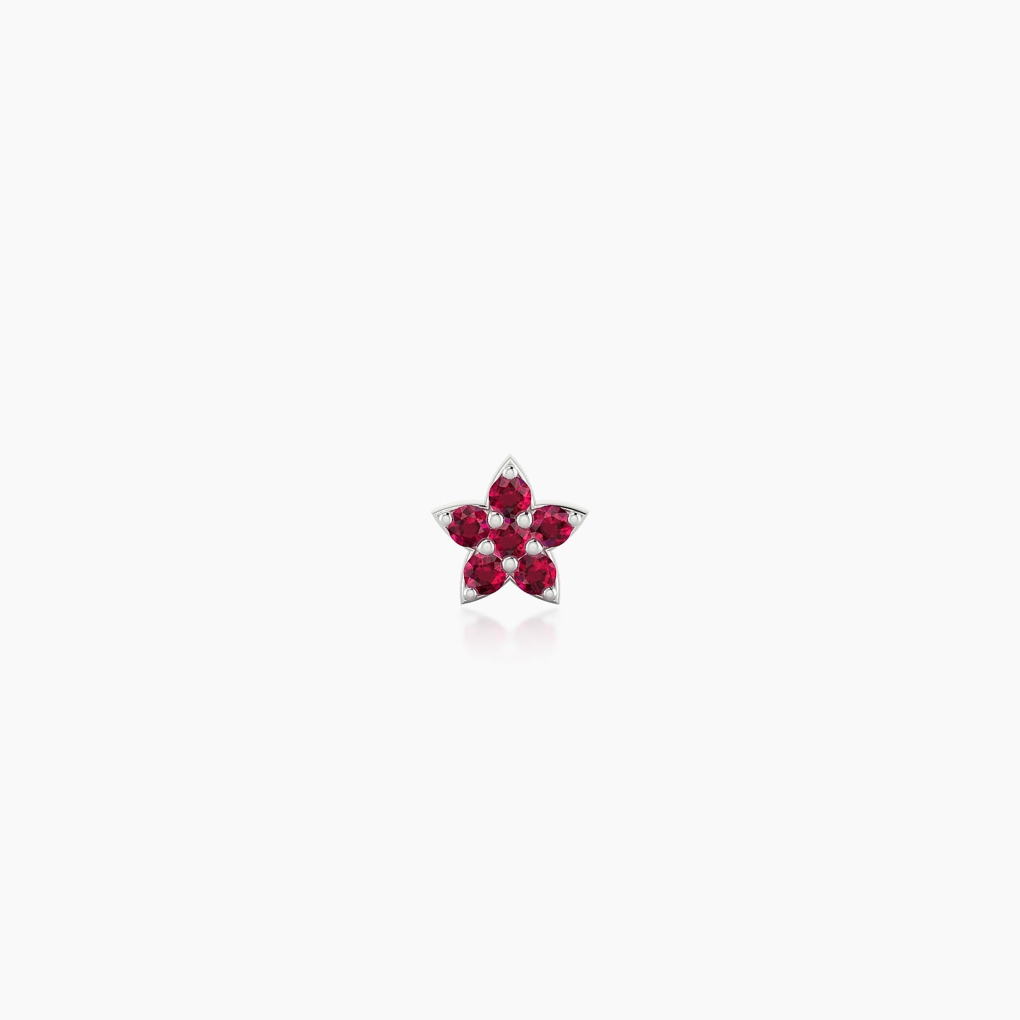 Flora | 18k White Gold 5 mm 4.5 mm Flower Ruby Nostril Piercing