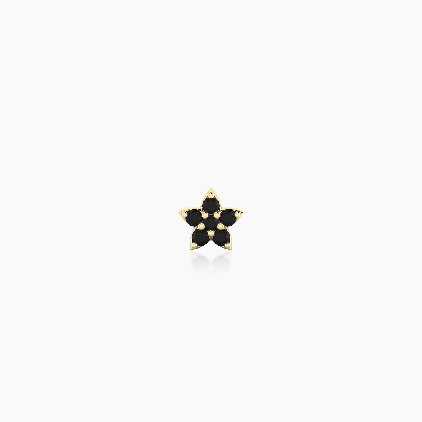 Flora | 18k Yellow Gold 5 mm 4.5 mm Flower Black Diamond Nostril Piercing