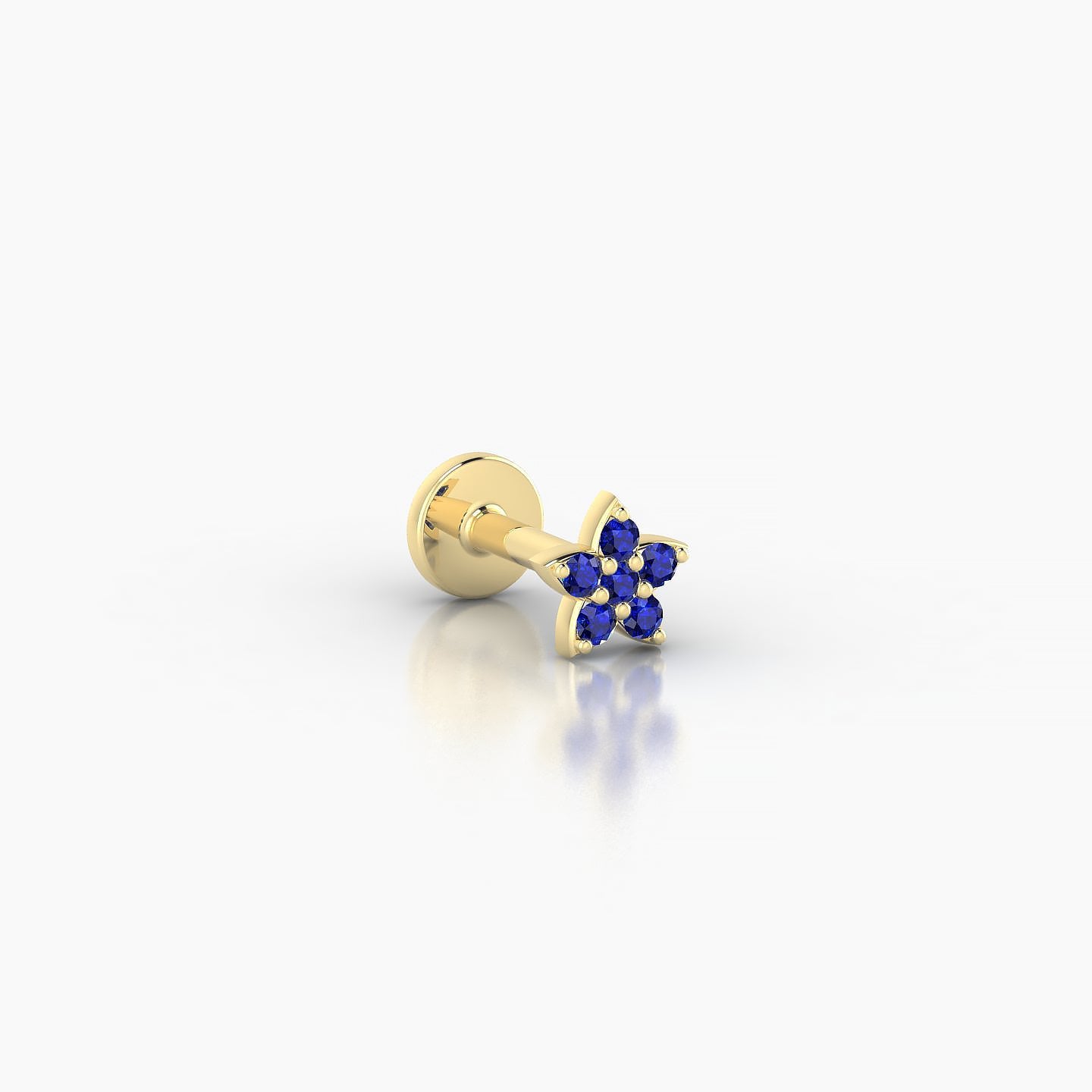 Flora | 18k Yellow Gold 5 mm 4.5 mm Flower Sapphire Nostril Piercing