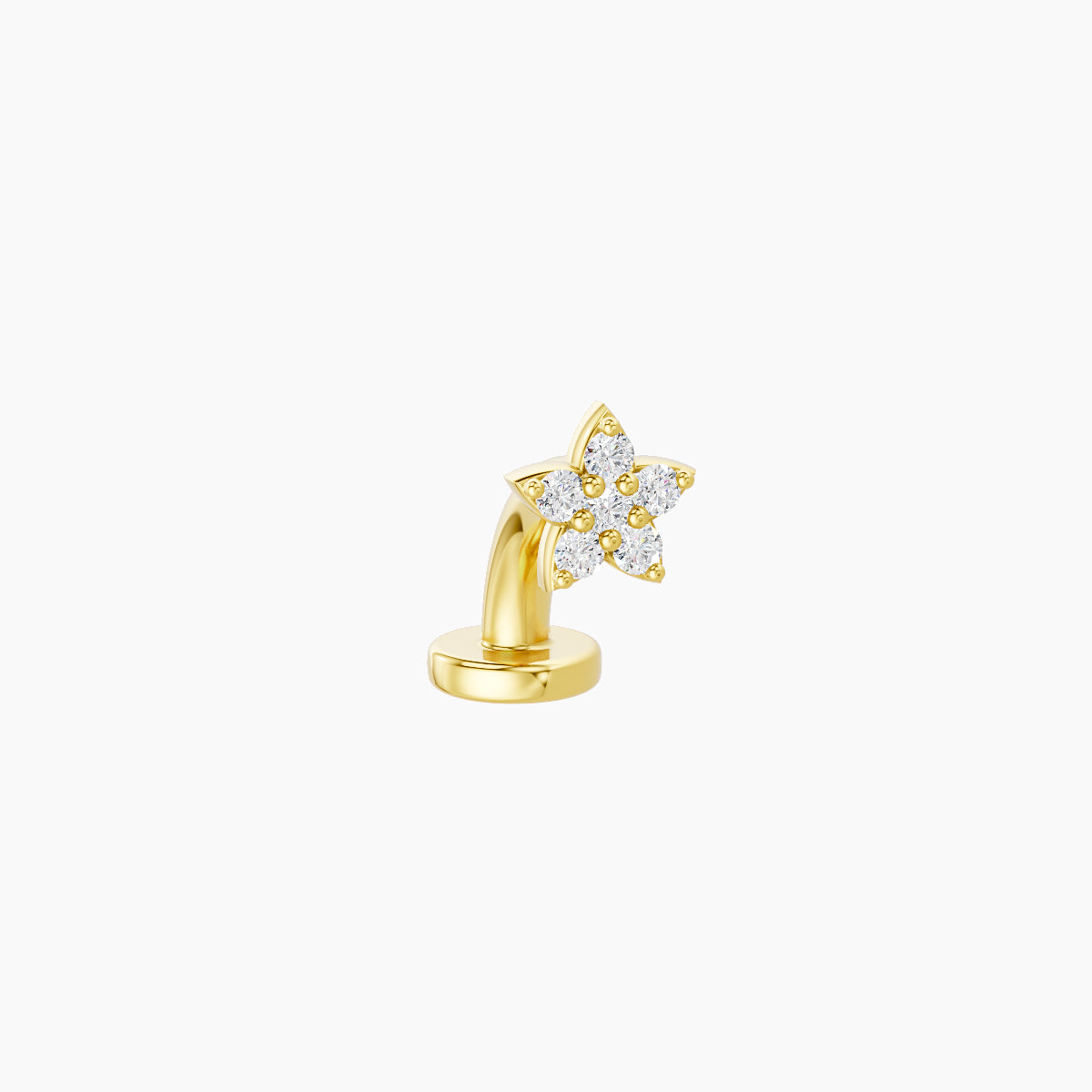 Flora | 18k Yellow Gold 4.5 mm 6 mm Flower Diamond Floating Navel Piercing