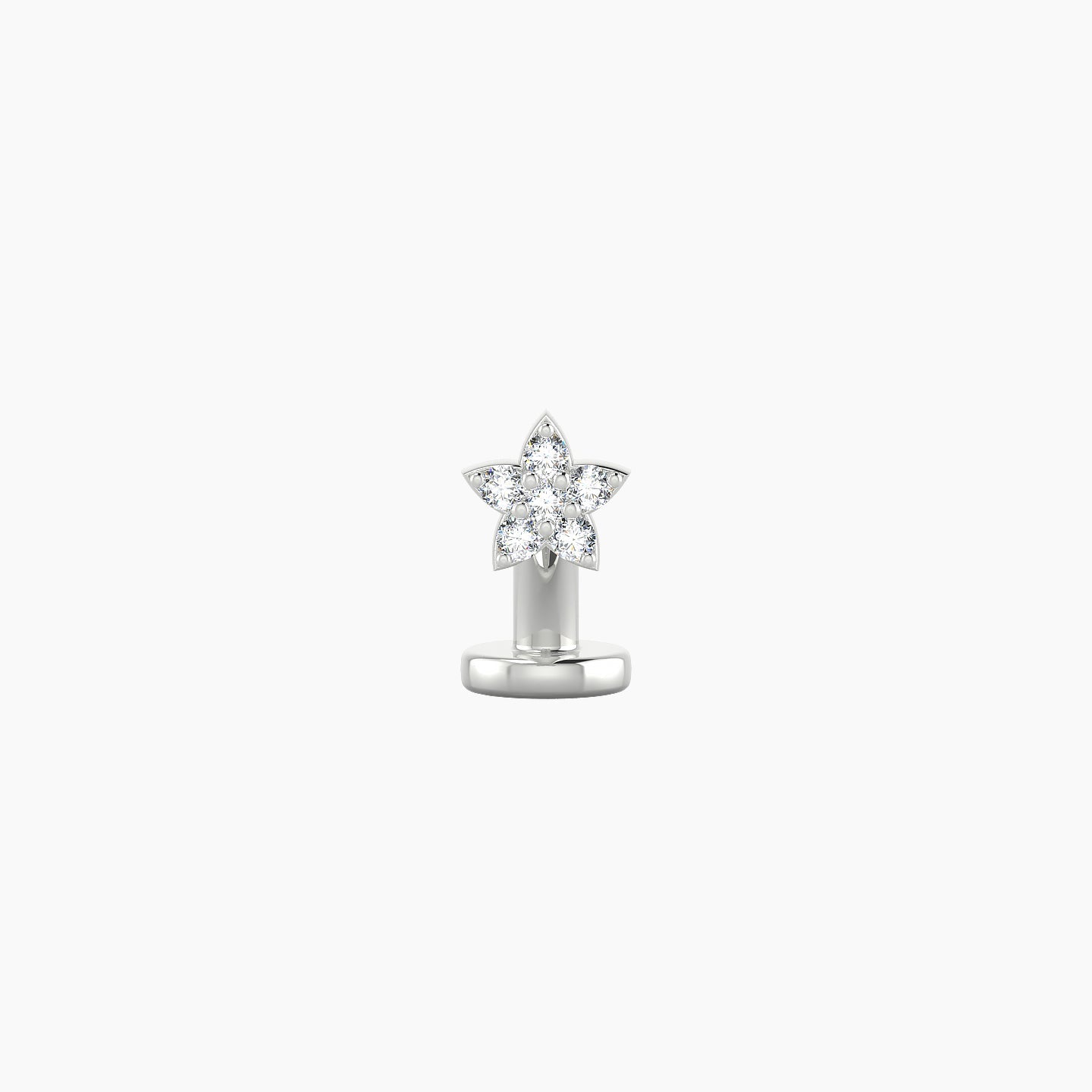 Flora | 18k White Gold 4.5 mm 6 mm Flower Diamond Floating Navel Piercing