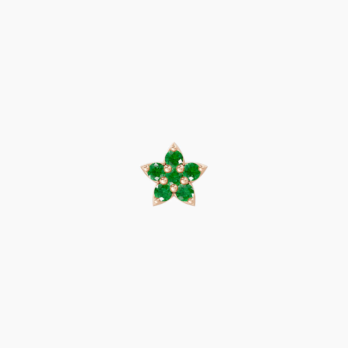Flora | 18k Rose Gold 6.5 mm 4.5 mm Flower Emerald Nose Piercing