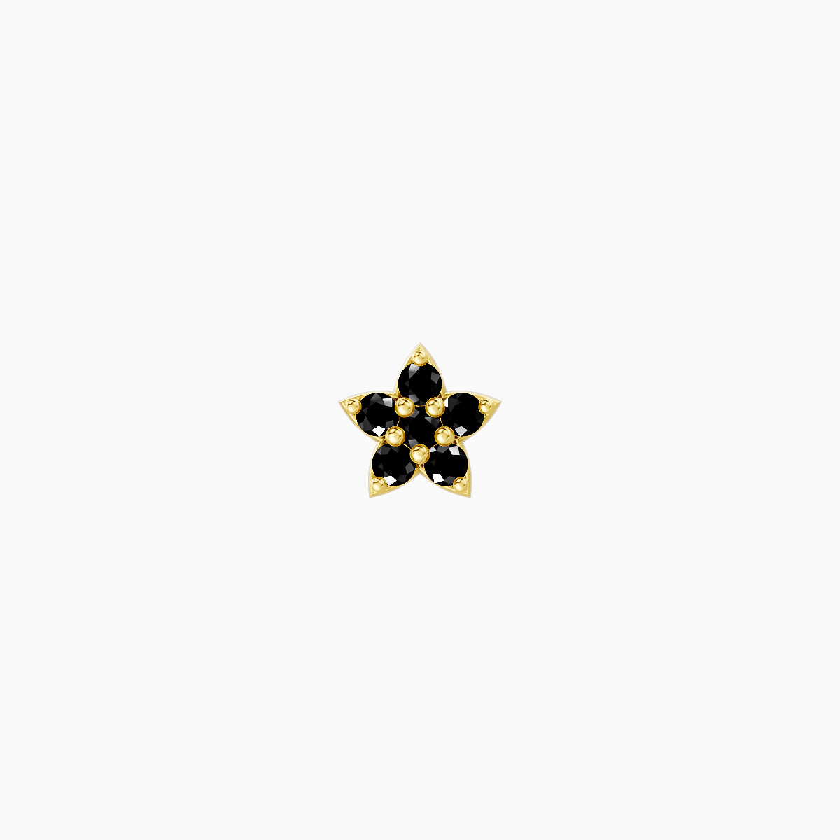 Flora | 18k Yellow Gold 6.5 mm 4.5 mm Flower Black Diamond Nose Piercing