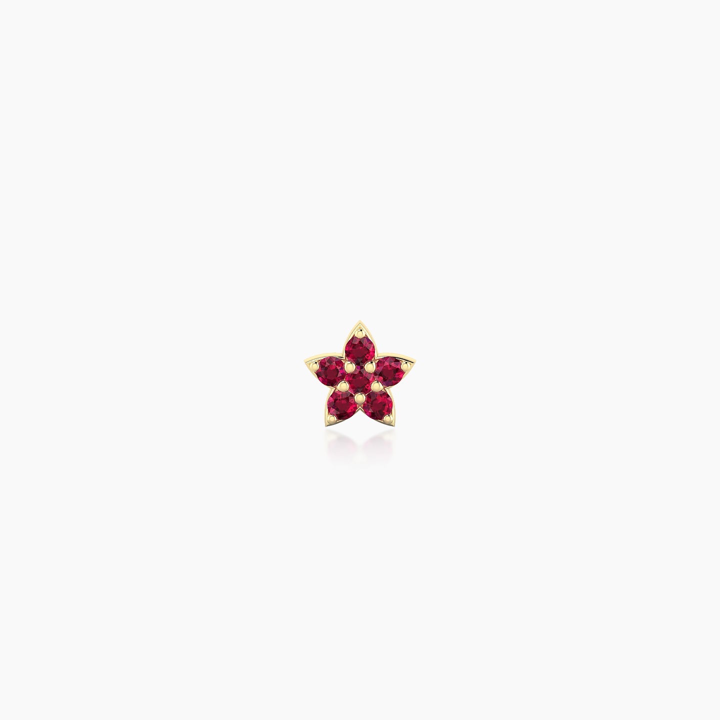 Flora | 18k Yellow Gold 6.5 mm 4.5 mm Flower Ruby Nostril Piercing