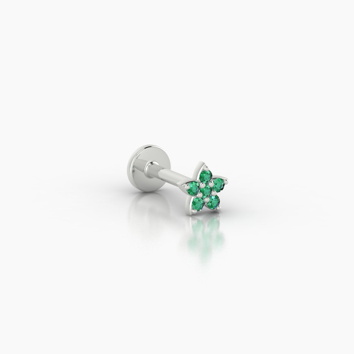 Flora | 18k White Gold 6.5 mm 4.5 mm Flower Emerald Nostril Piercing