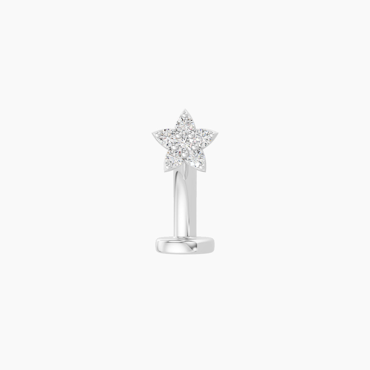 Flora | 18k White Gold 4.5 mm 8 mm Flower Diamond Floating Navel Piercing