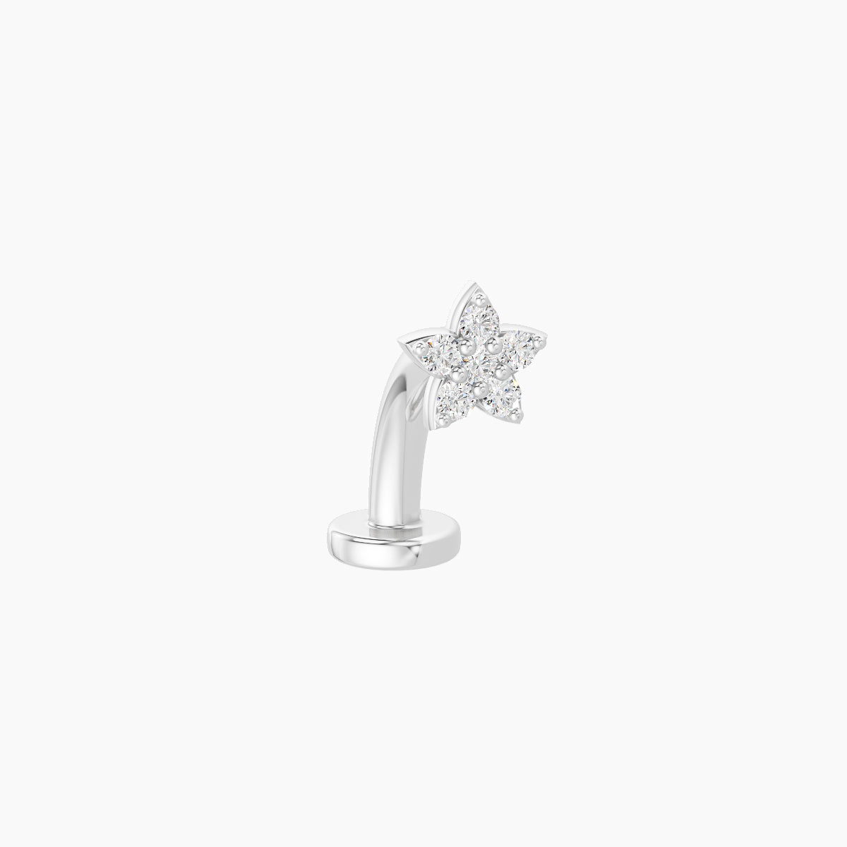 Flora | 18k White Gold 4.5 mm 8 mm Flower Diamond Floating Navel Piercing