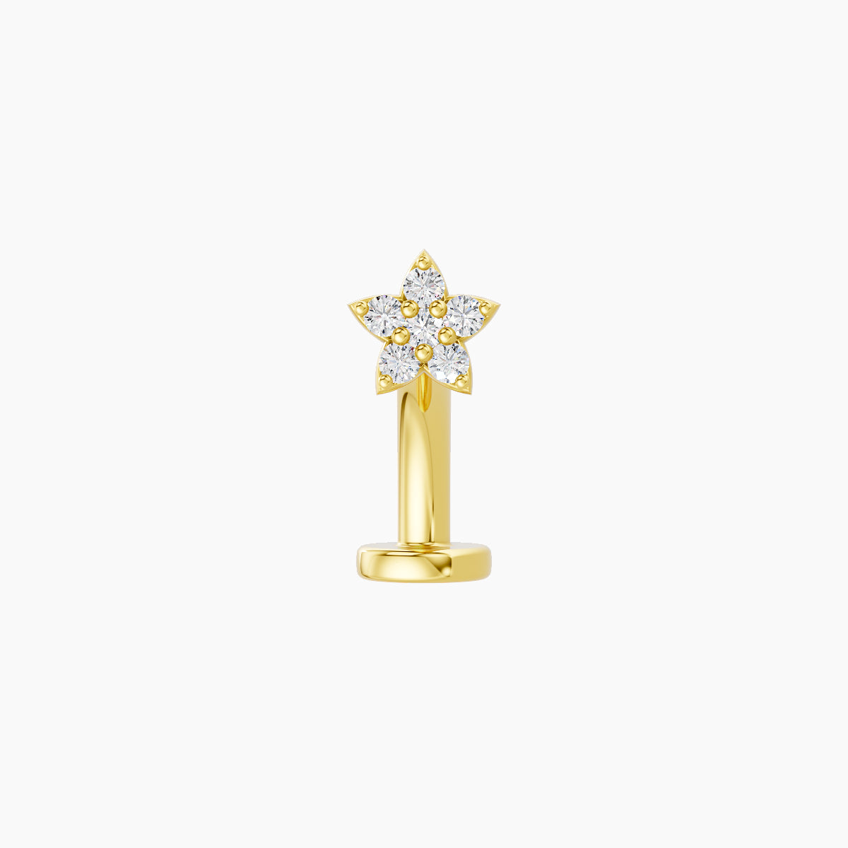 Flora | 18k Yellow Gold 4.5 mm 8 mm Flower Diamond Floating Navel Piercing