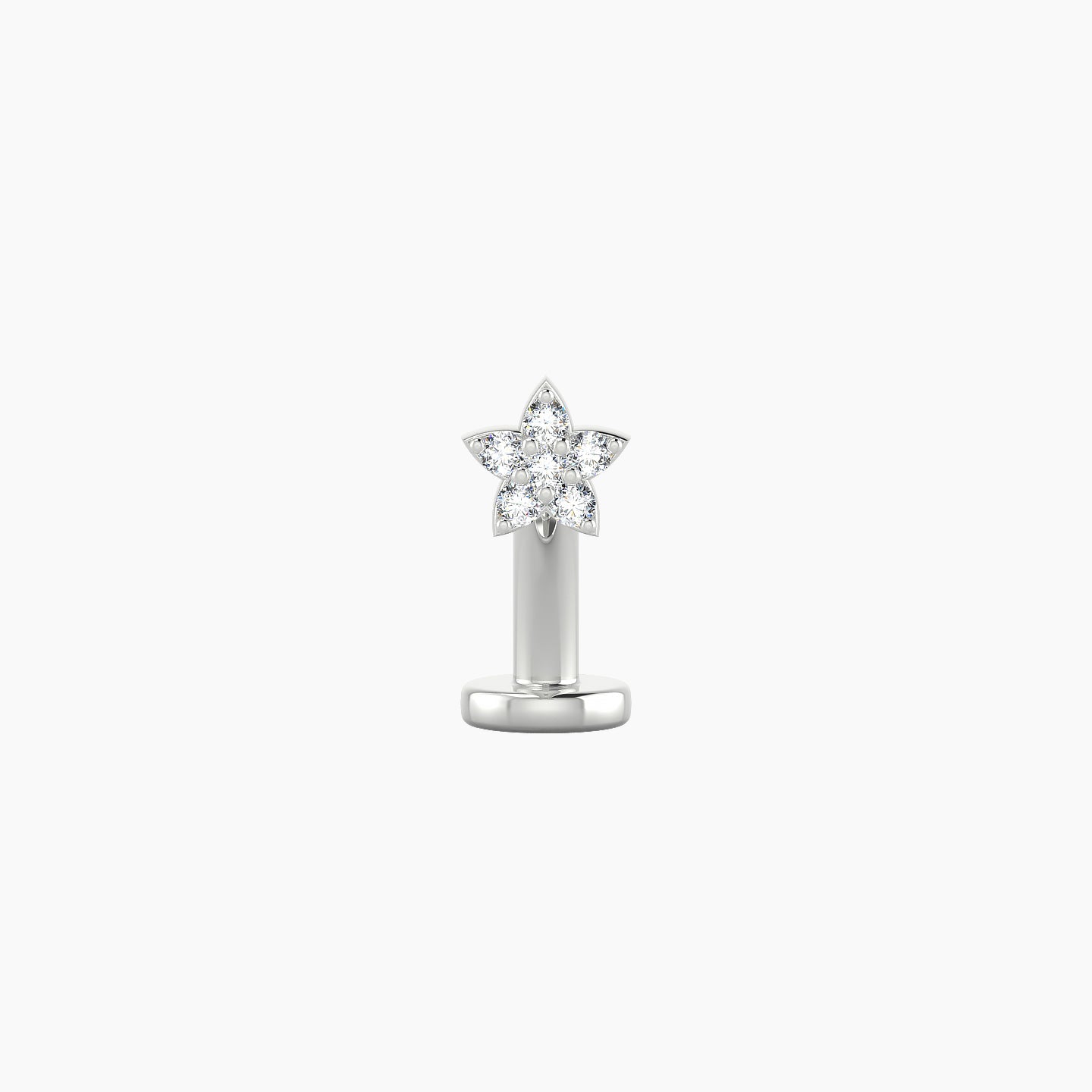 Flora | 18k White Gold 4.5 mm 8 mm Flower Diamond Floating Navel Piercing