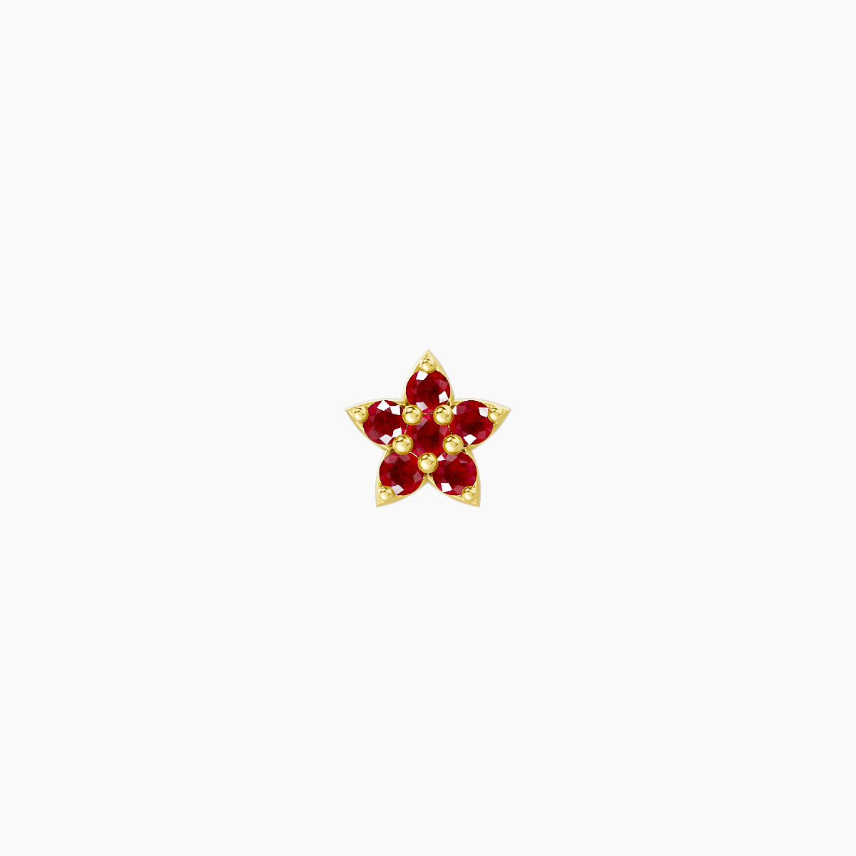 Flora | 18k Yellow Gold 8 mm 4.5 mm Flower Ruby Nose Piercing