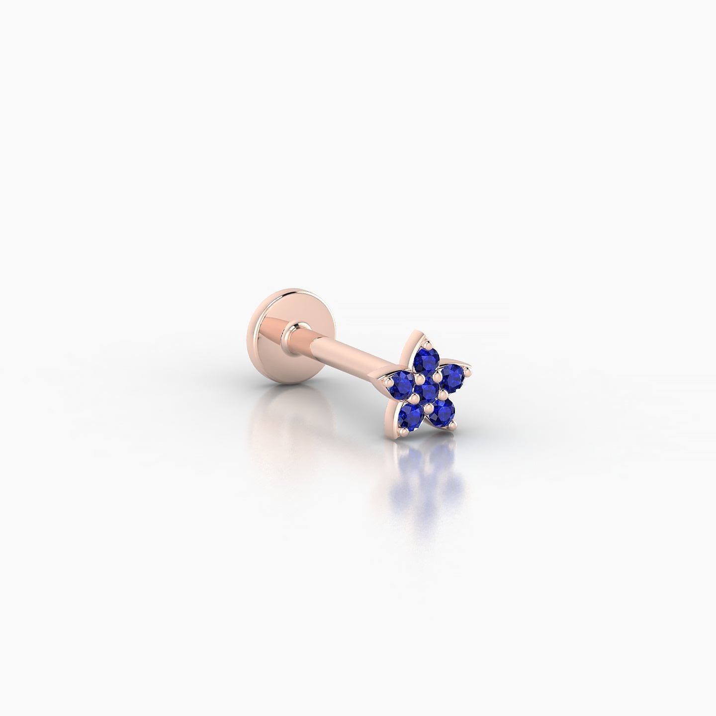 Flora | 18k Rose Gold 8 mm 4.5 mm Flower Sapphire Nostril Piercing