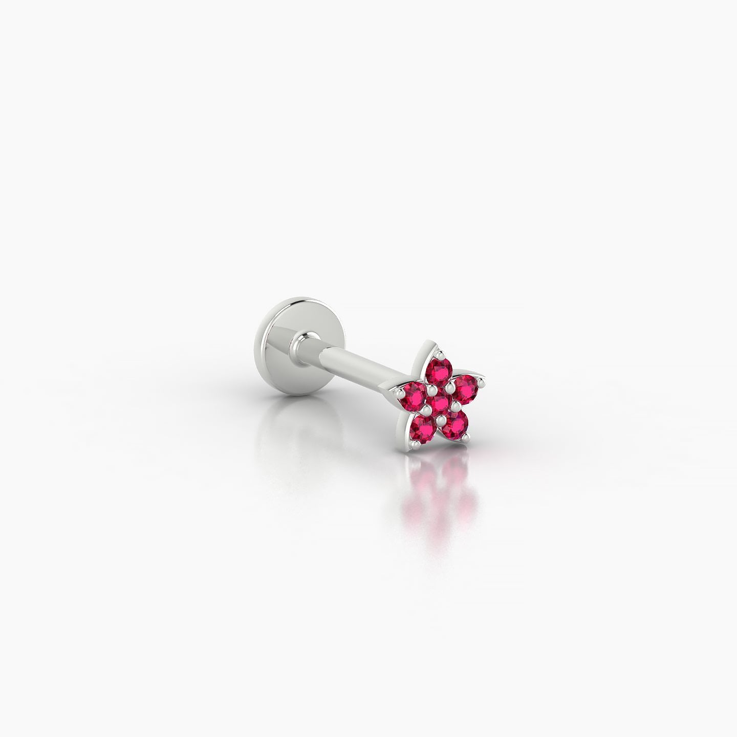 Flora | 18k White Gold 8 mm 4.5 mm Flower Ruby Nostril Piercing