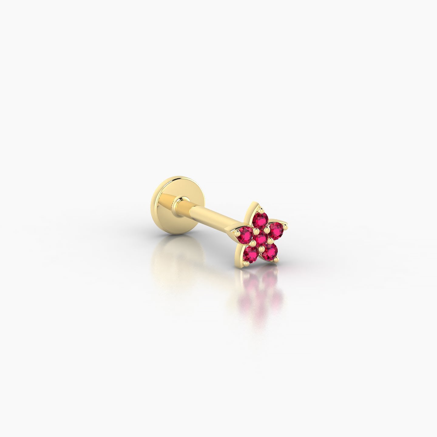 Flora | 18k Yellow Gold 8 mm 4.5 mm Flower Ruby Nostril Piercing