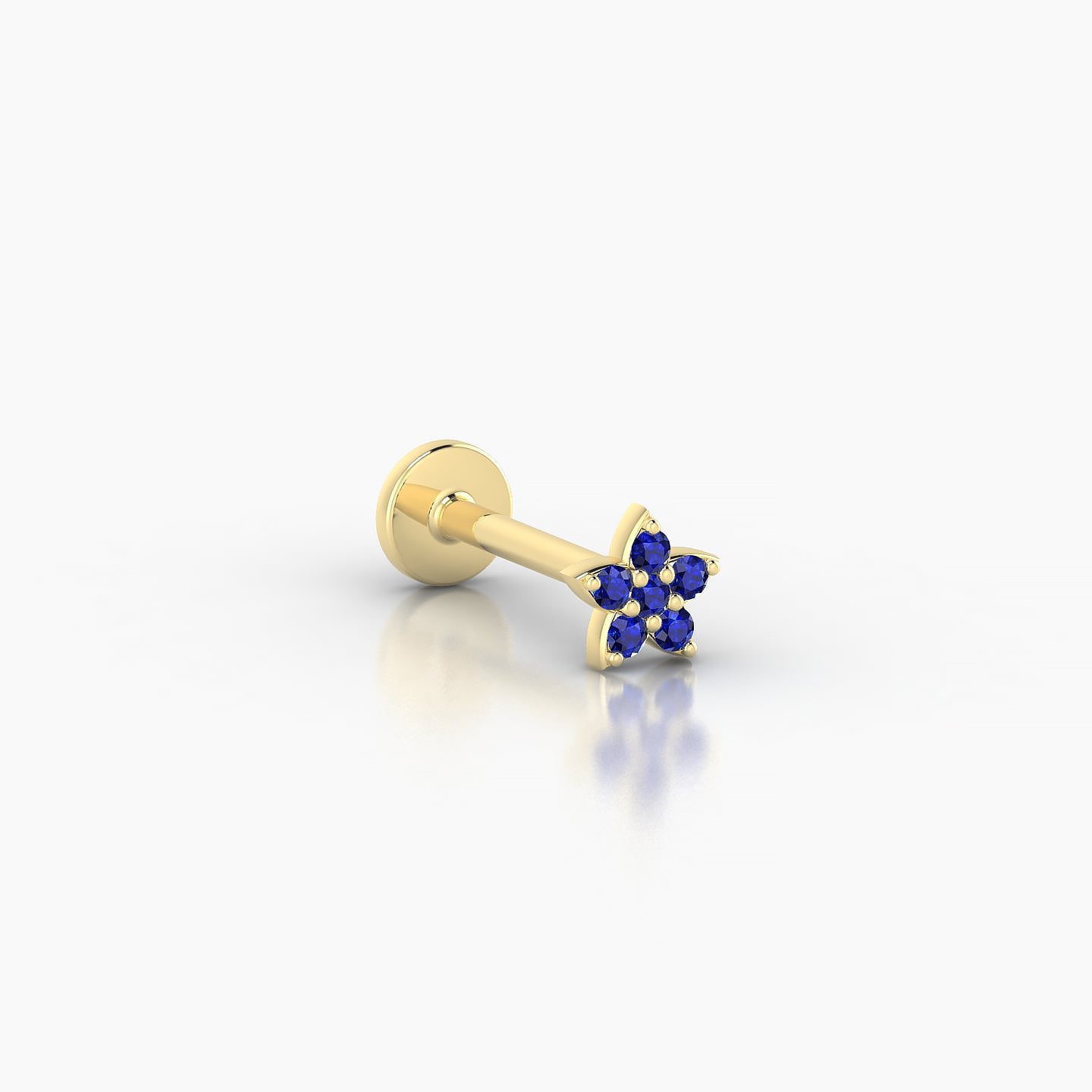 Flora | 18k Yellow Gold 8 mm 4.5 mm Flower Sapphire Nostril Piercing