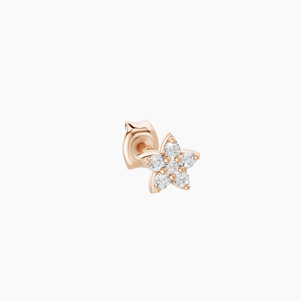 Flora | 18k Rose Gold 4.5 mm Flower Diamond Earring