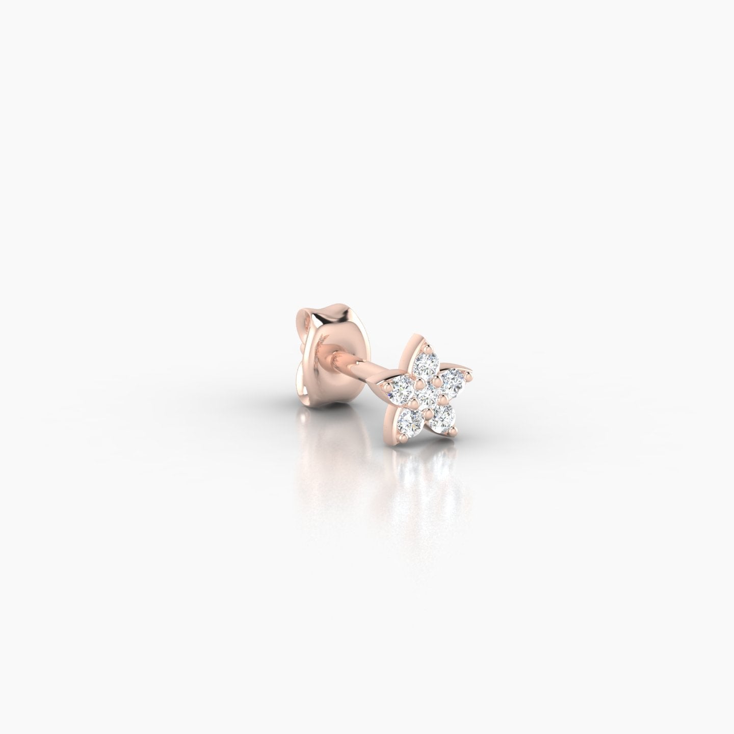 Flora | 18k Rose Gold 4.5 mm Flower Diamond Earring