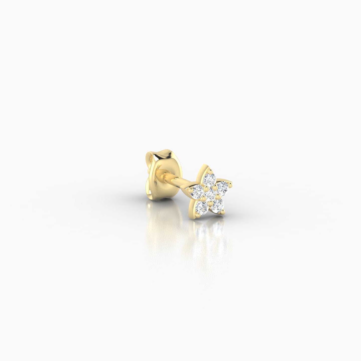 Flora | 18k Yellow Gold 4.5 mm Flower Diamond Earring