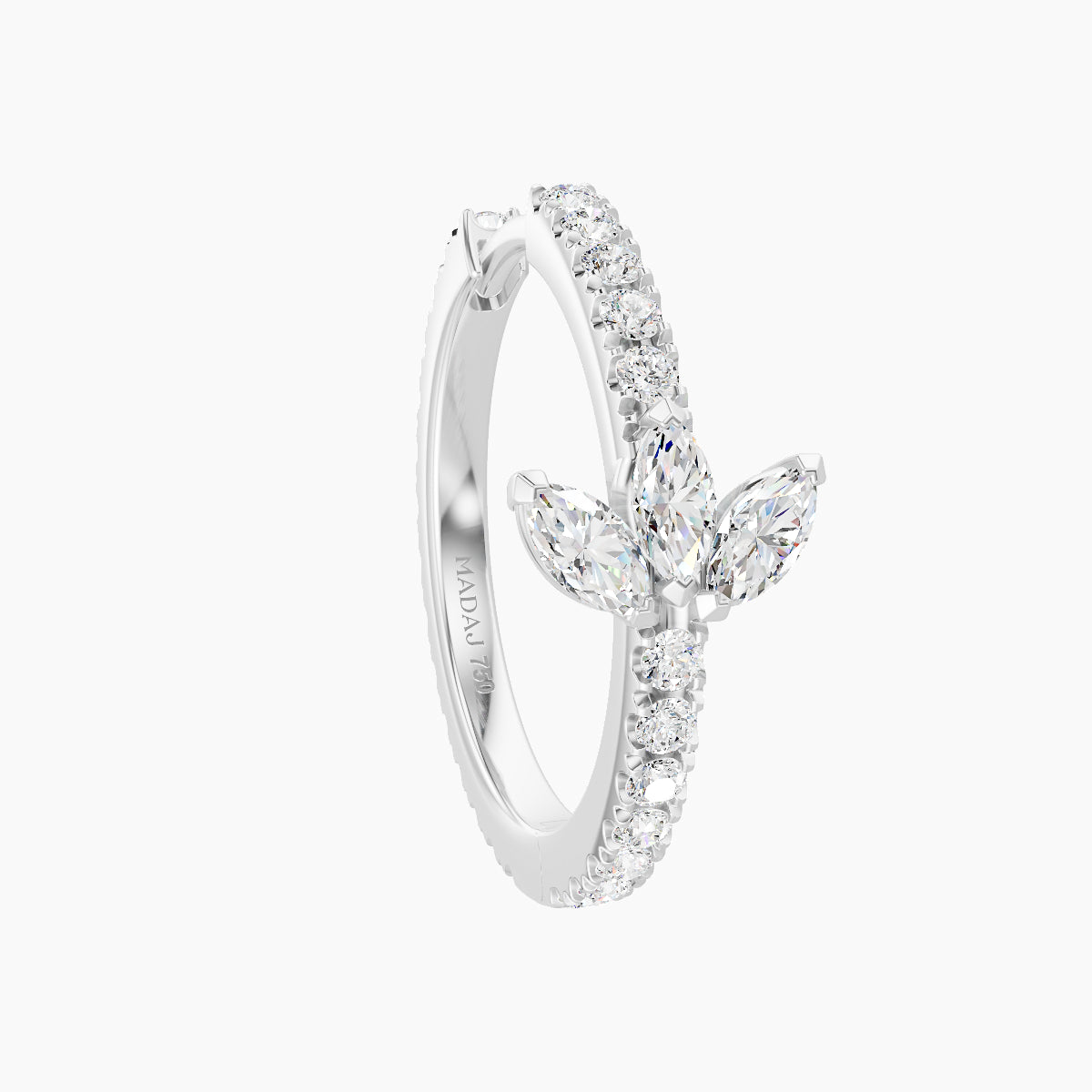 Fortuna | 18k White Gold 11 mm Lotus Diamond Hoop Piercing