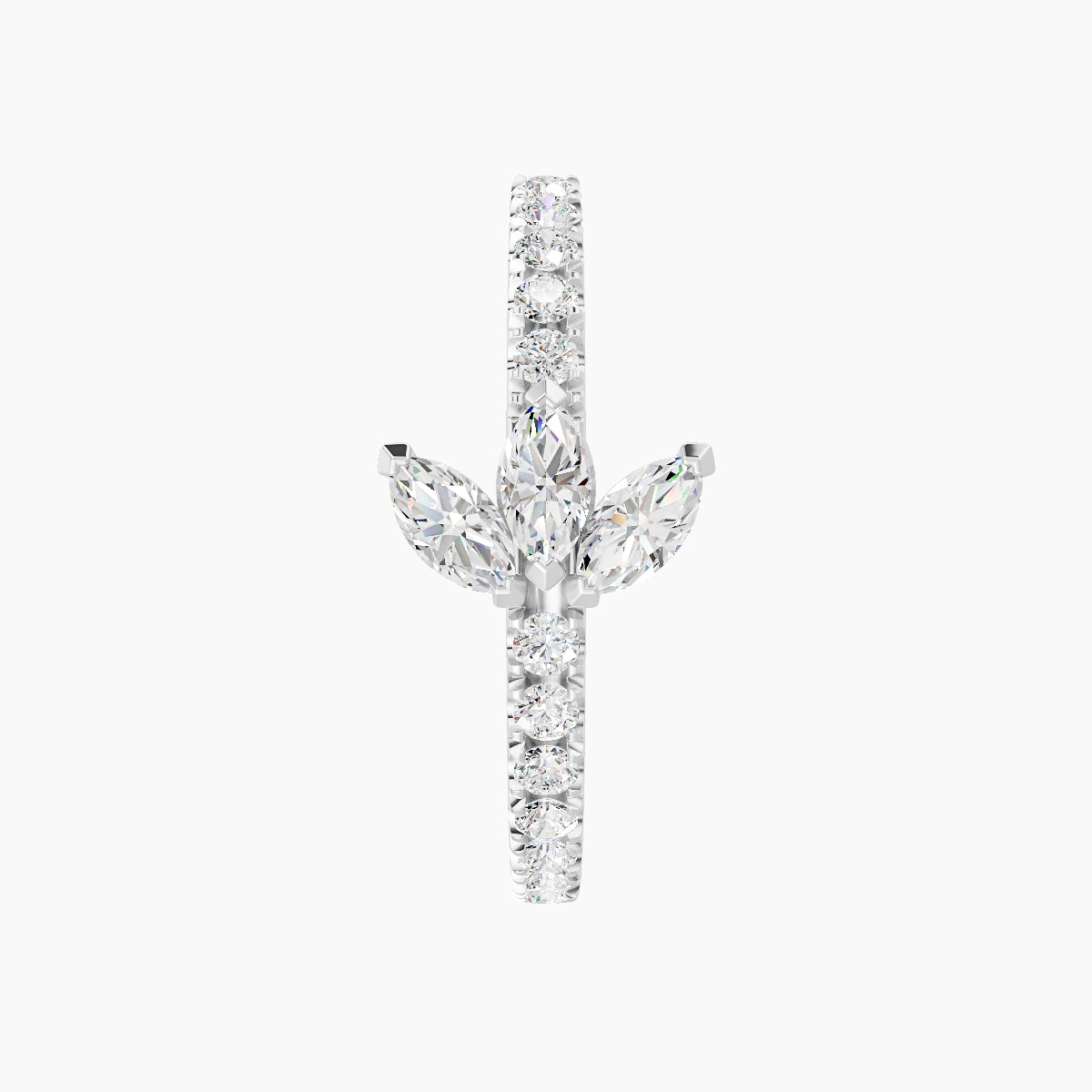 Fortuna | 18k White Gold 11 mm Lotus Diamond Hoop Piercing