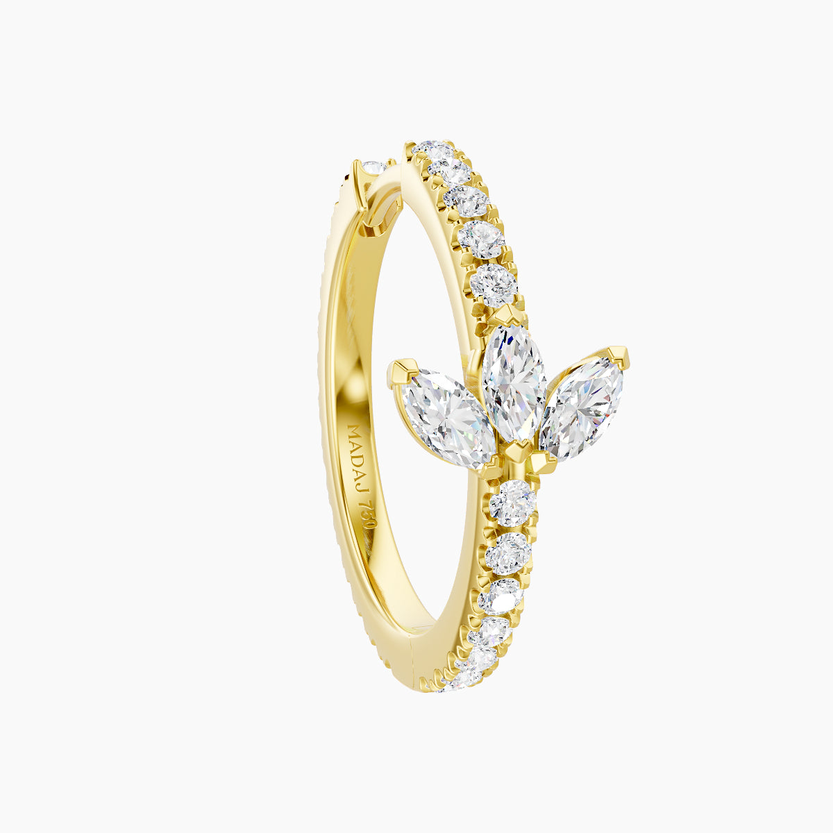 Fortuna | 18k Yellow Gold 11 mm Lotus Diamond Hoop Piercing