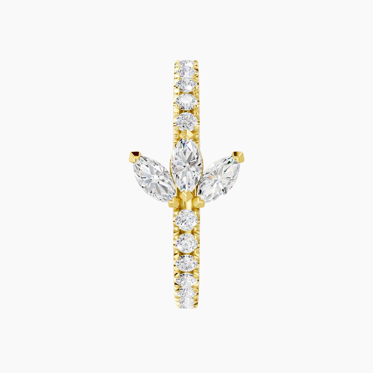 Fortuna | 18k Yellow Gold 11 mm Lotus Diamond Hoop Piercing