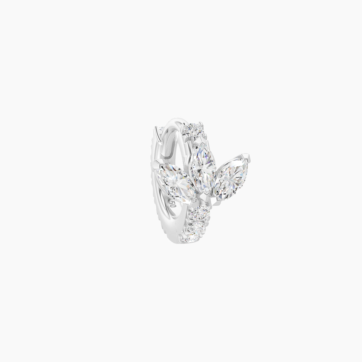 Fortuna | 18k White Gold 5 mm Lotus Diamond Hoop Piercing