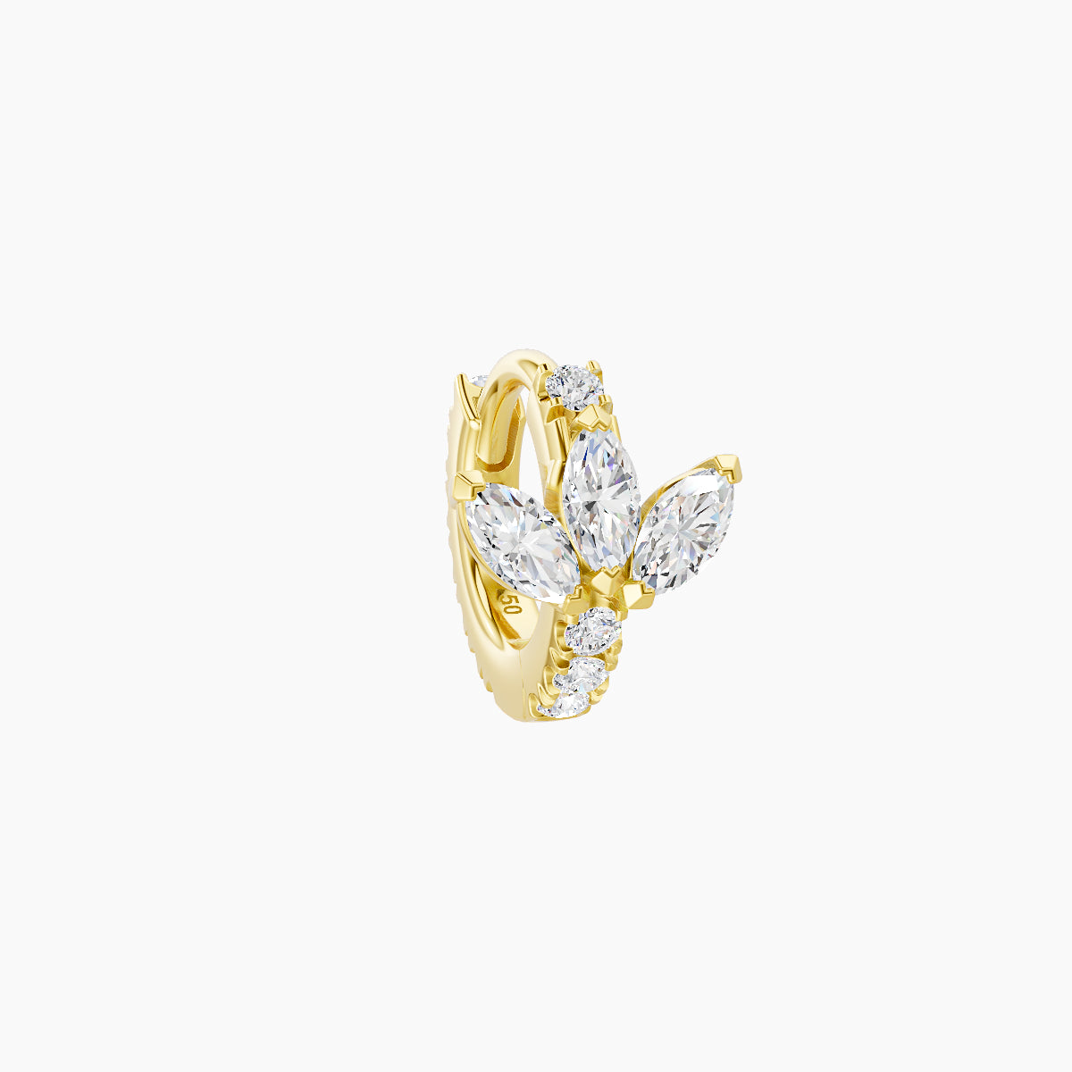 Fortuna | 18k Yellow Gold 5 mm Lotus Diamond Hoop Piercing