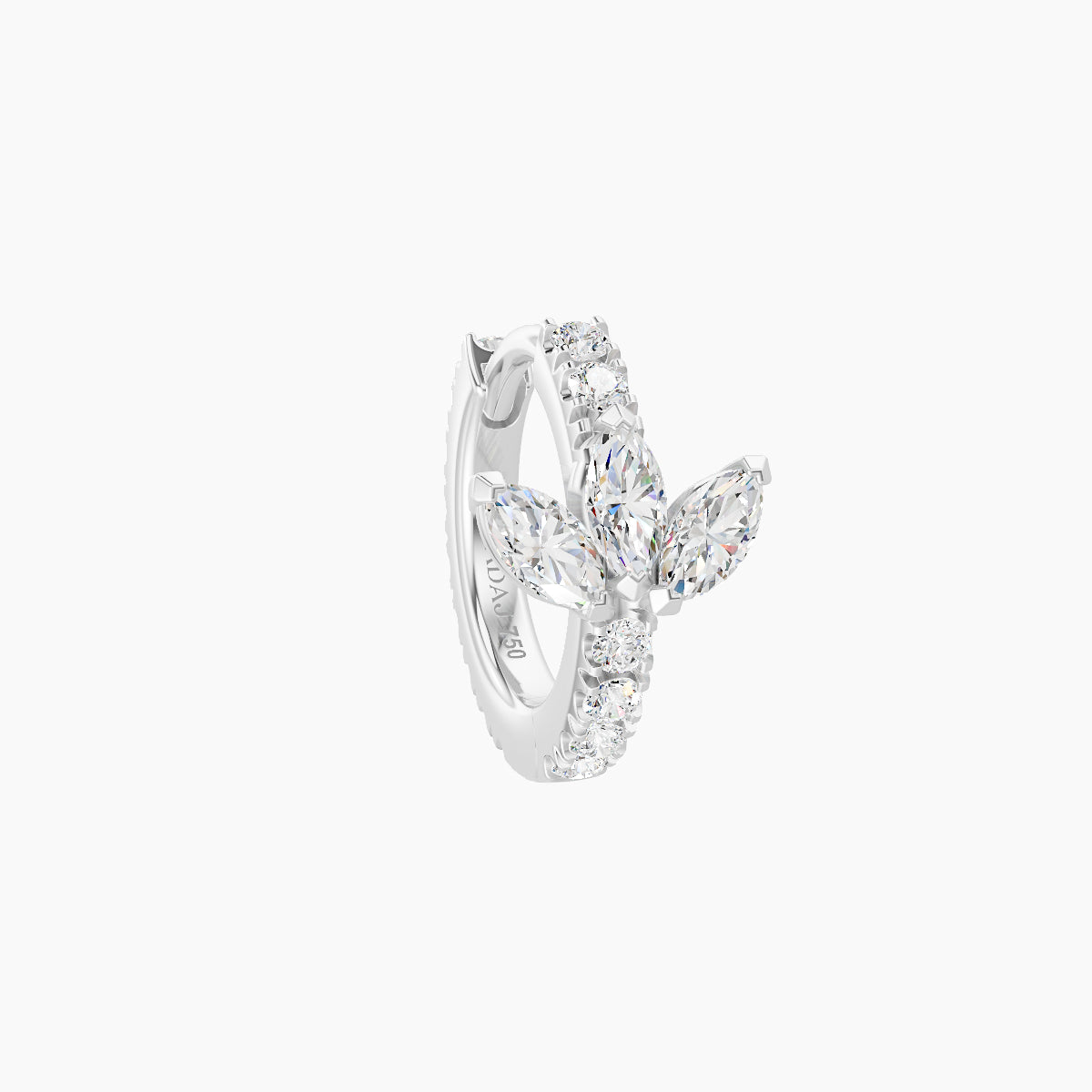 Fortuna | 18k White Gold 6.5 mm Lotus Diamond Nose Ring Piercing