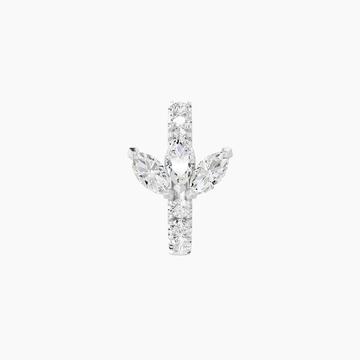 Fortuna | 18k White Gold 6.5 mm Lotus Diamond Nose Ring Piercing