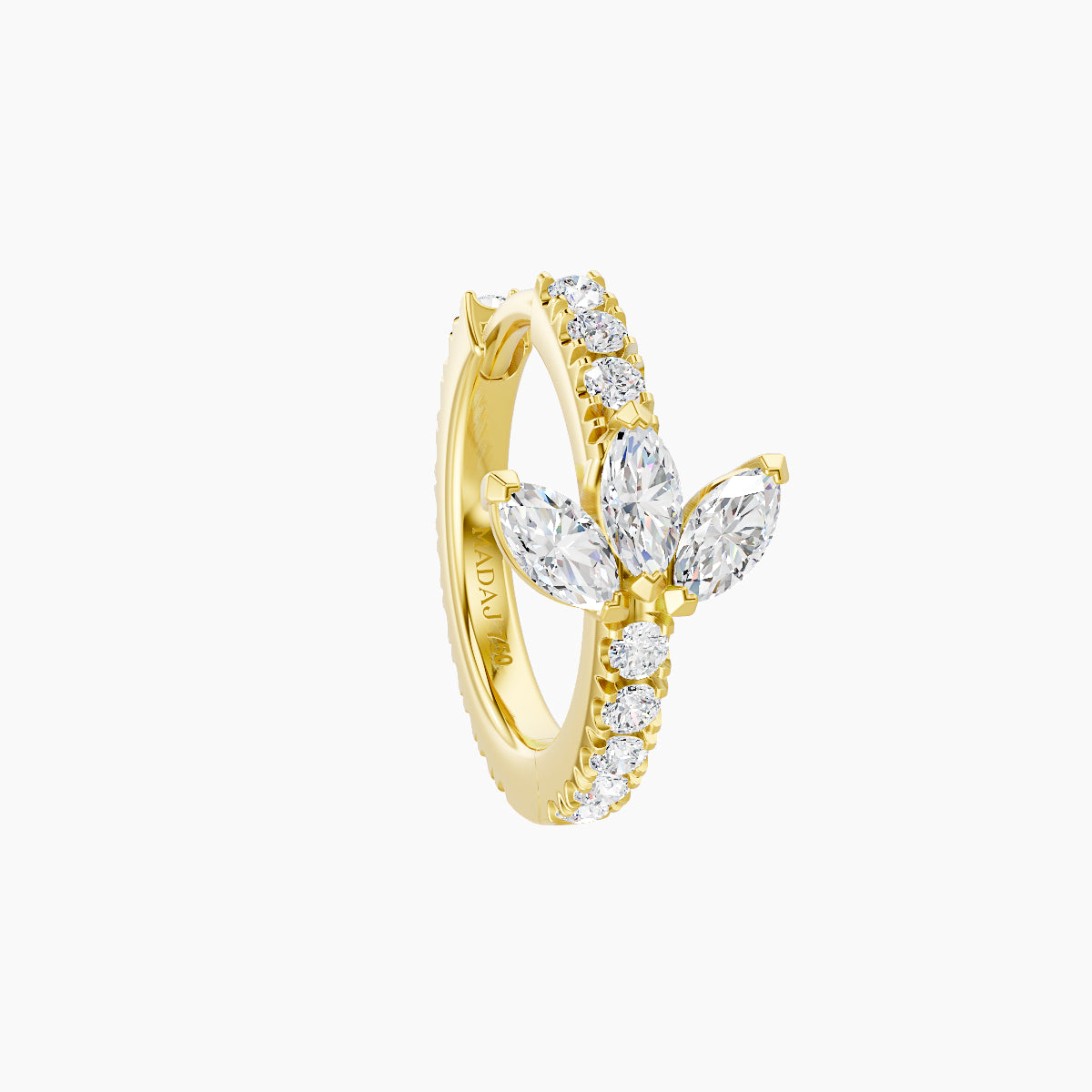 Fortuna | 18k Yellow Gold 8 mm Lotus Diamond Hoop Piercing