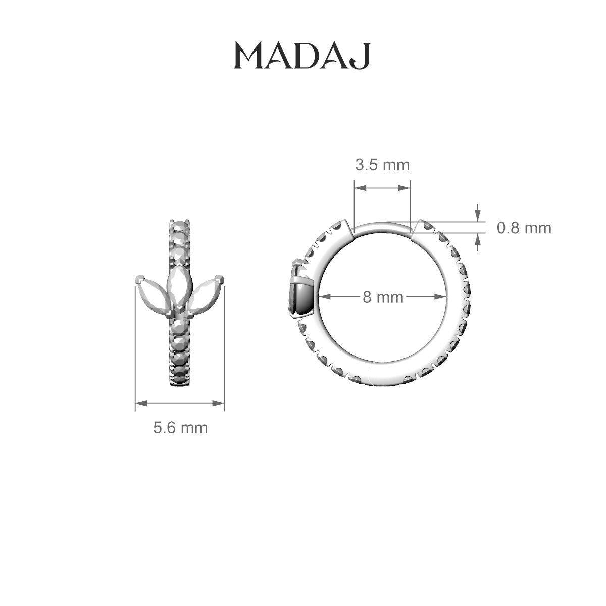 Fortuna | 18k Yellow Gold 8 mm Lotus Diamond Hoop Piercing