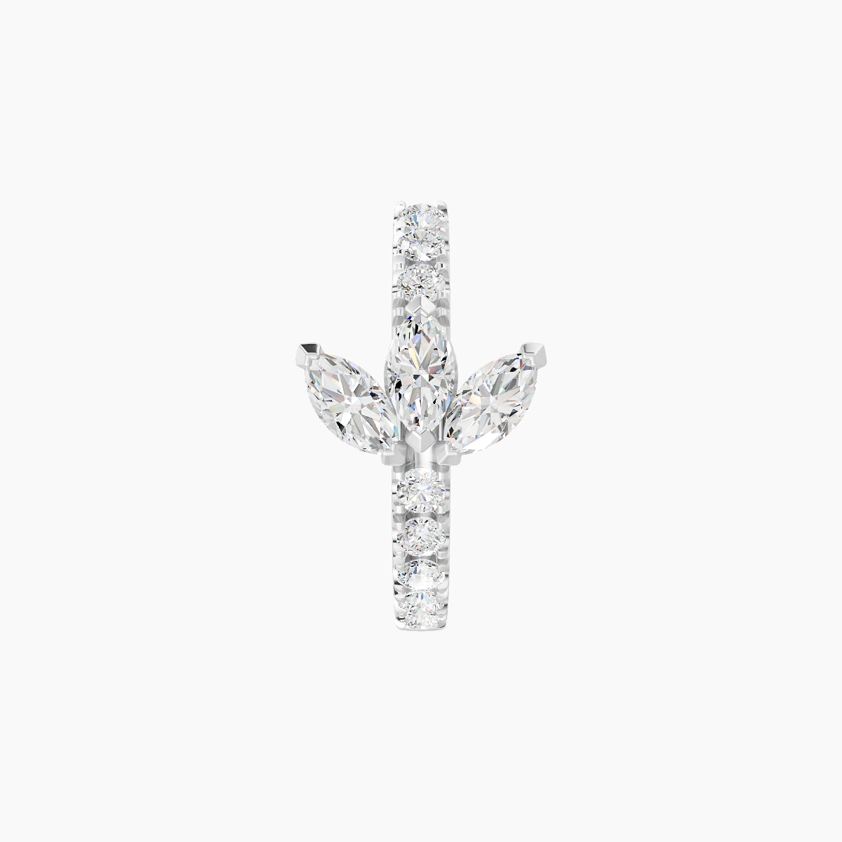 Fortuna | 18k White Gold 8 mm Lotus Diamond Nose Ring Piercing