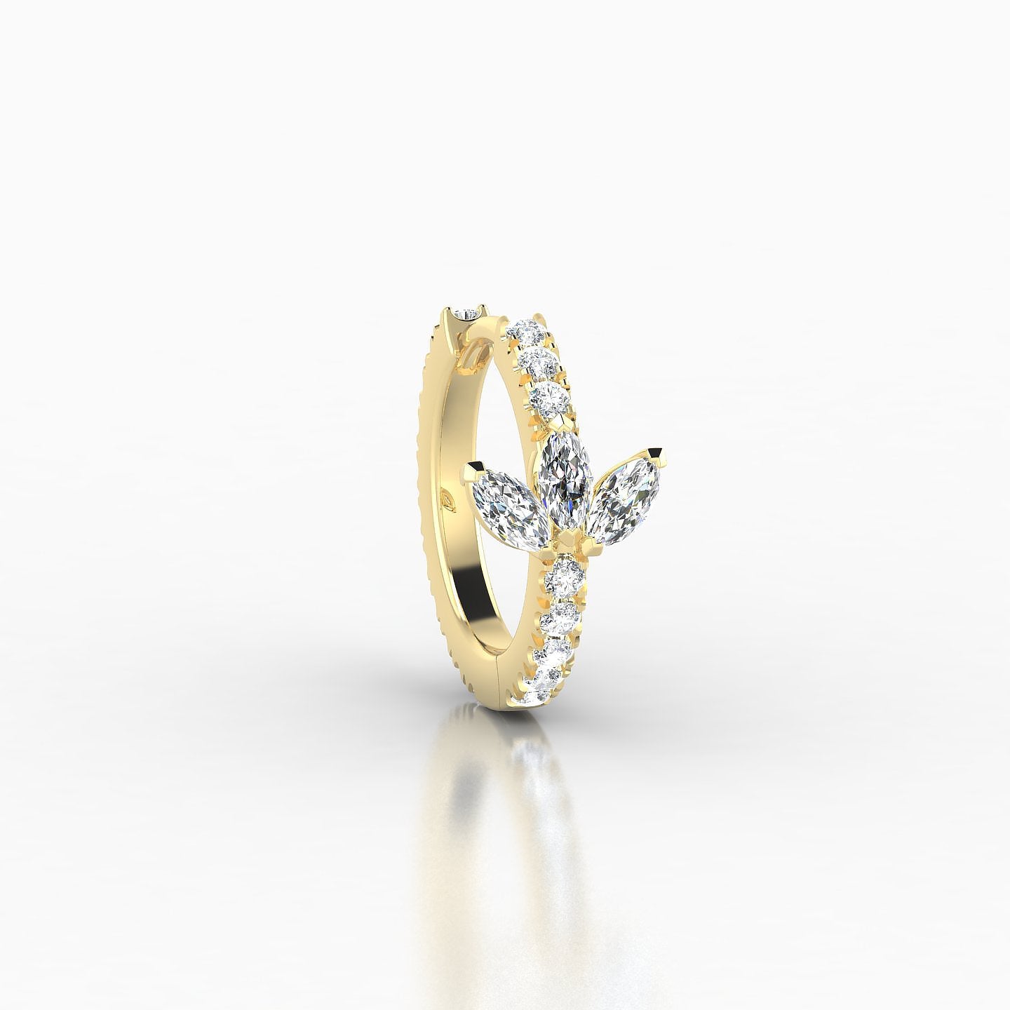 Fortuna | 18k Yellow Gold 8 mm Lotus Diamond Nose Ring Piercing