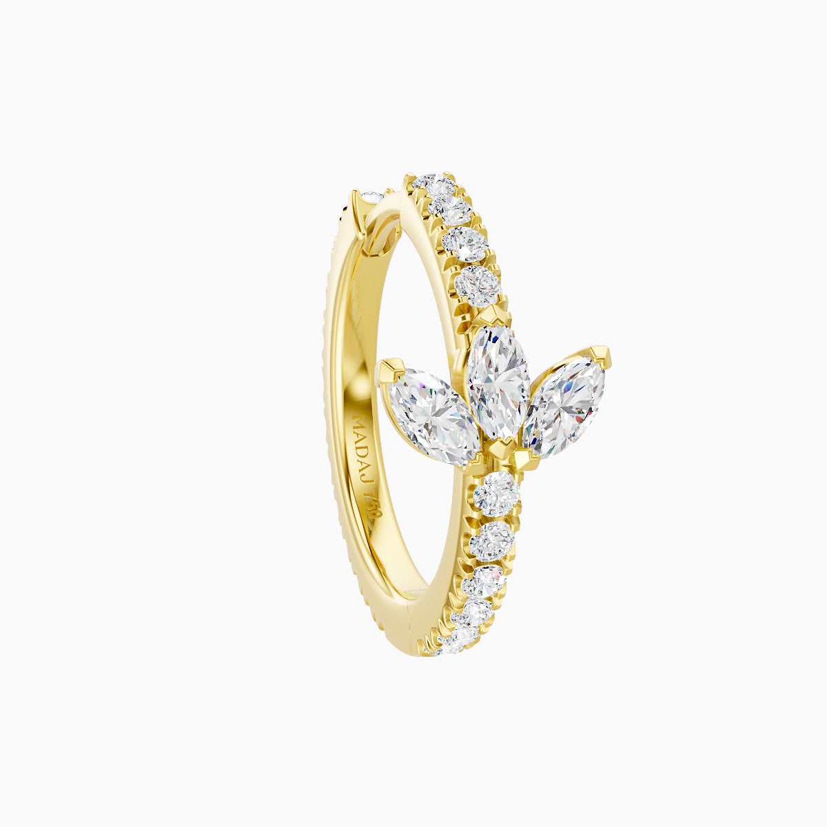 Fortuna | 18k Yellow Gold 9.5 mm Lotus Diamond Hoop Piercing