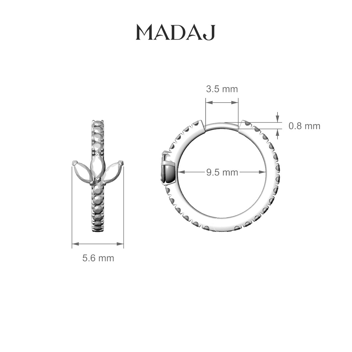 Fortuna | 18k White Gold 9.5 mm Lotus Diamond Hoop Piercing