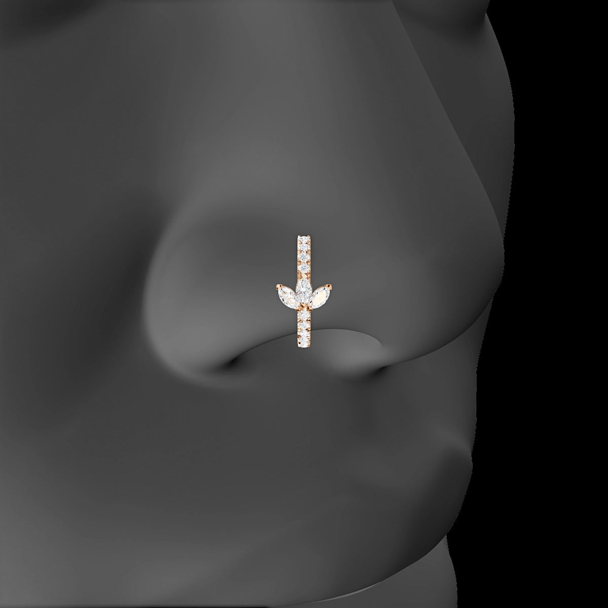 Fortuna | 18k Rose Gold 9.5 mm Lotus Diamond Nose Ring Piercing