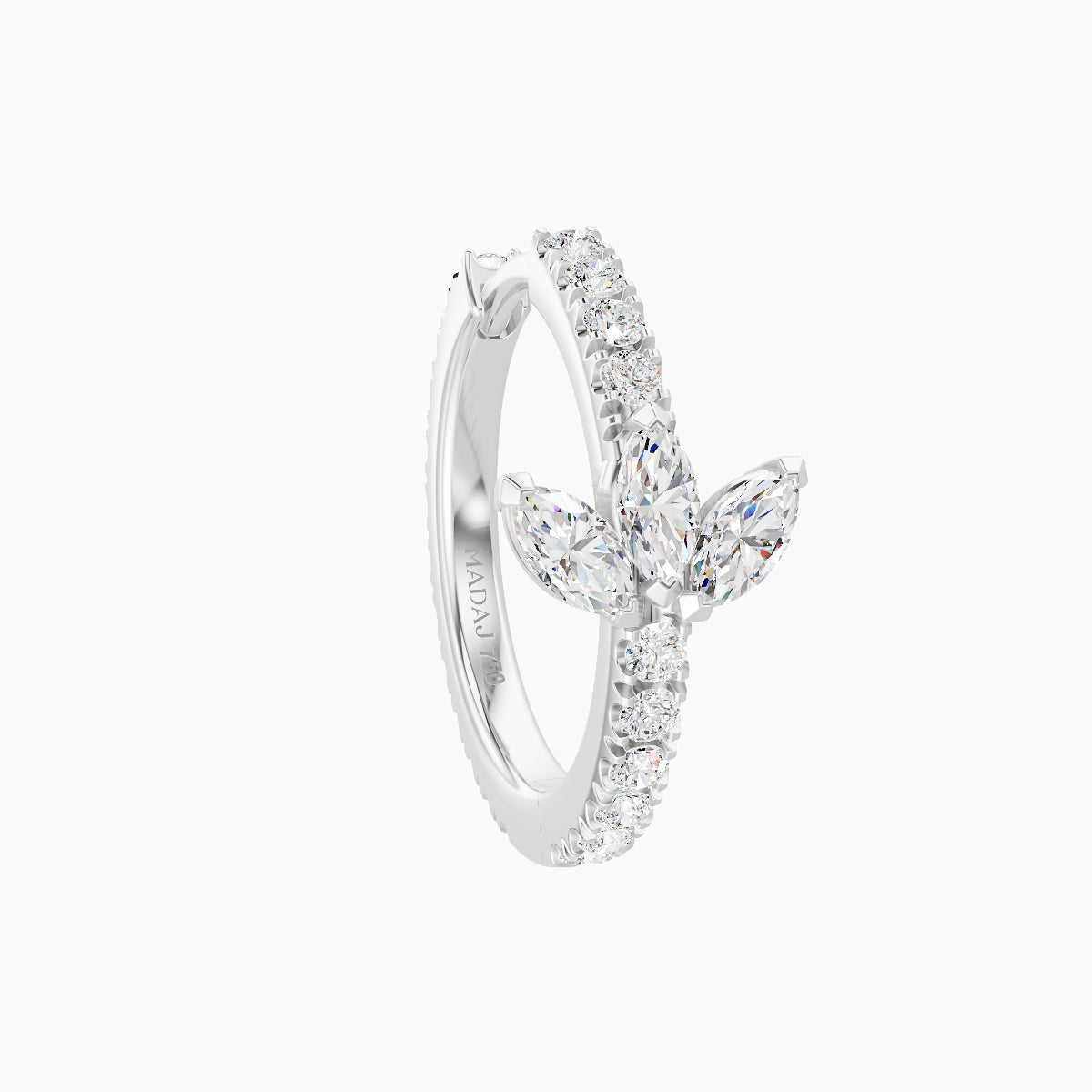 Fortuna | 18k White Gold 9.5 mm Lotus Diamond Nose Ring Piercing