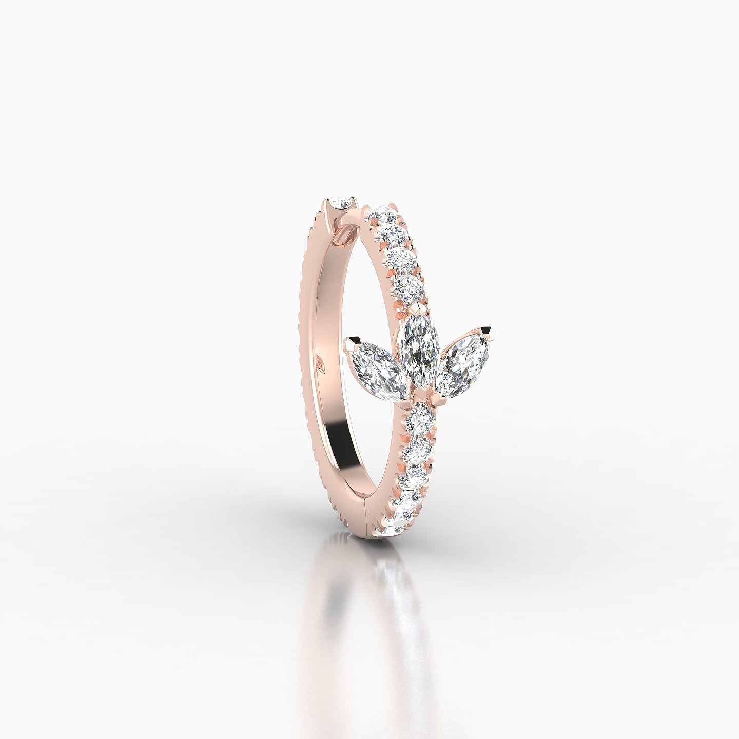 Fortuna | 18k Rose Gold 9.5 mm Lotus Diamond Nose Ring Piercing