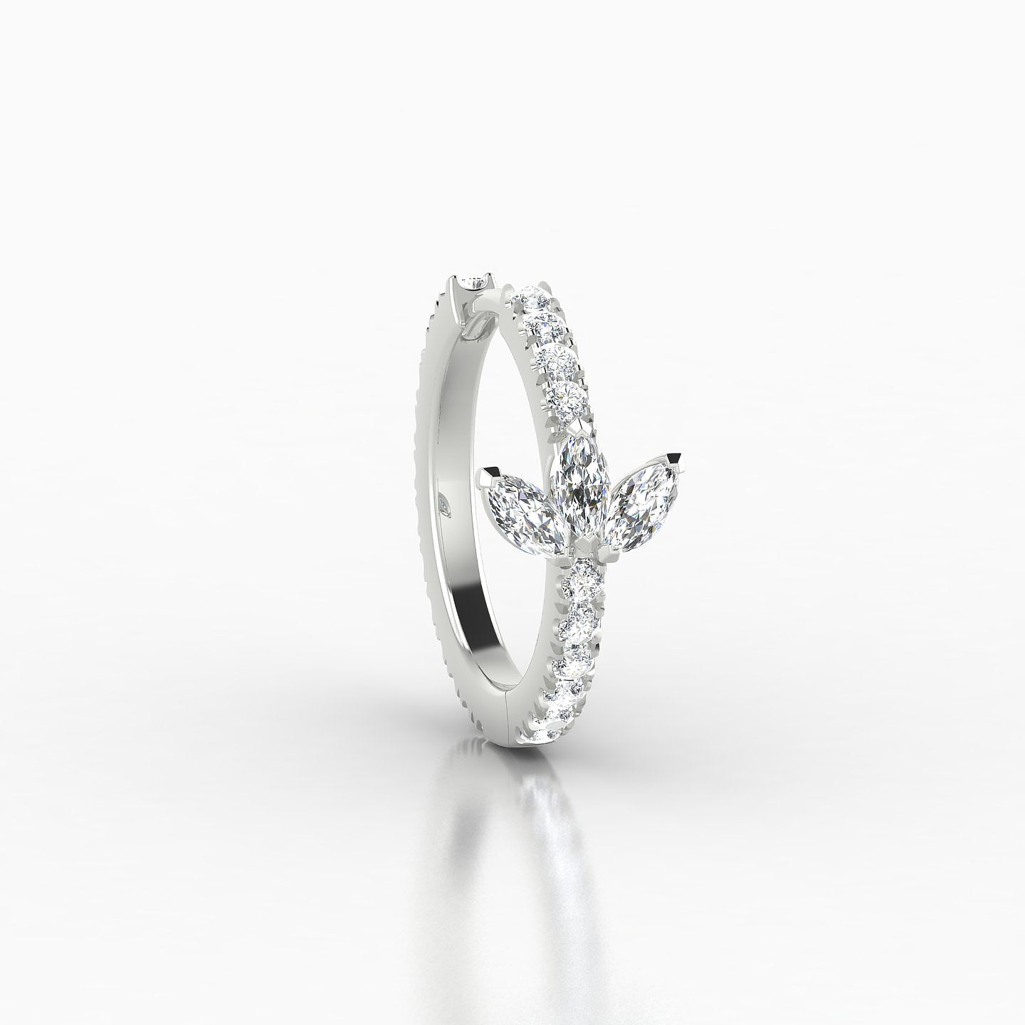 Fortuna | 18k White Gold 9.5 mm Lotus Diamond Nose Ring Piercing