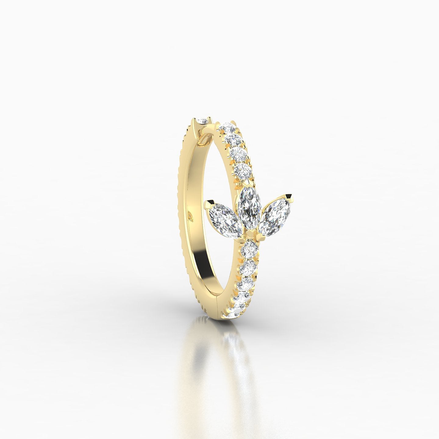 Fortuna | 18k Yellow Gold 9.5 mm Lotus Diamond Nose Ring Piercing