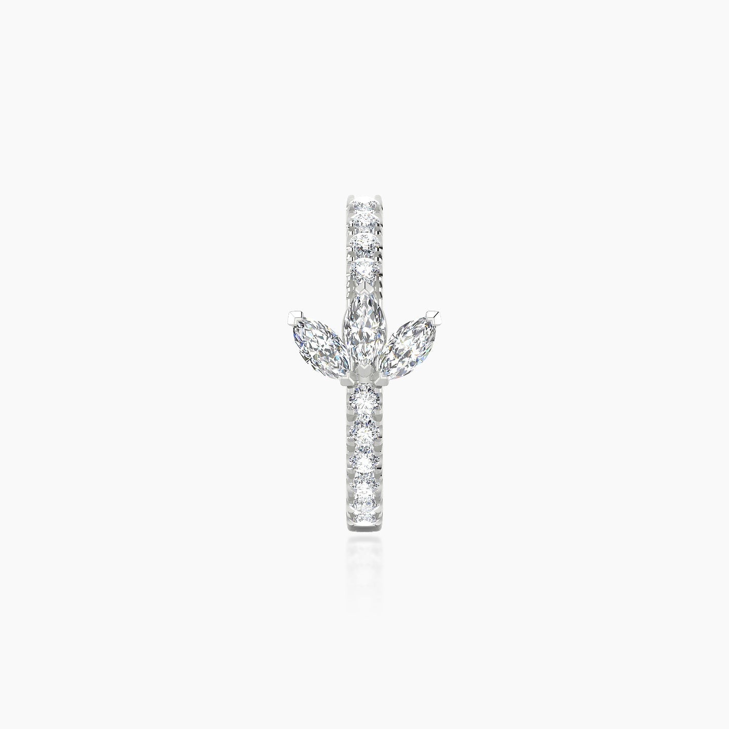 Fortuna | 18k White Gold 9.5 mm Lotus Diamond Nose Ring Piercing