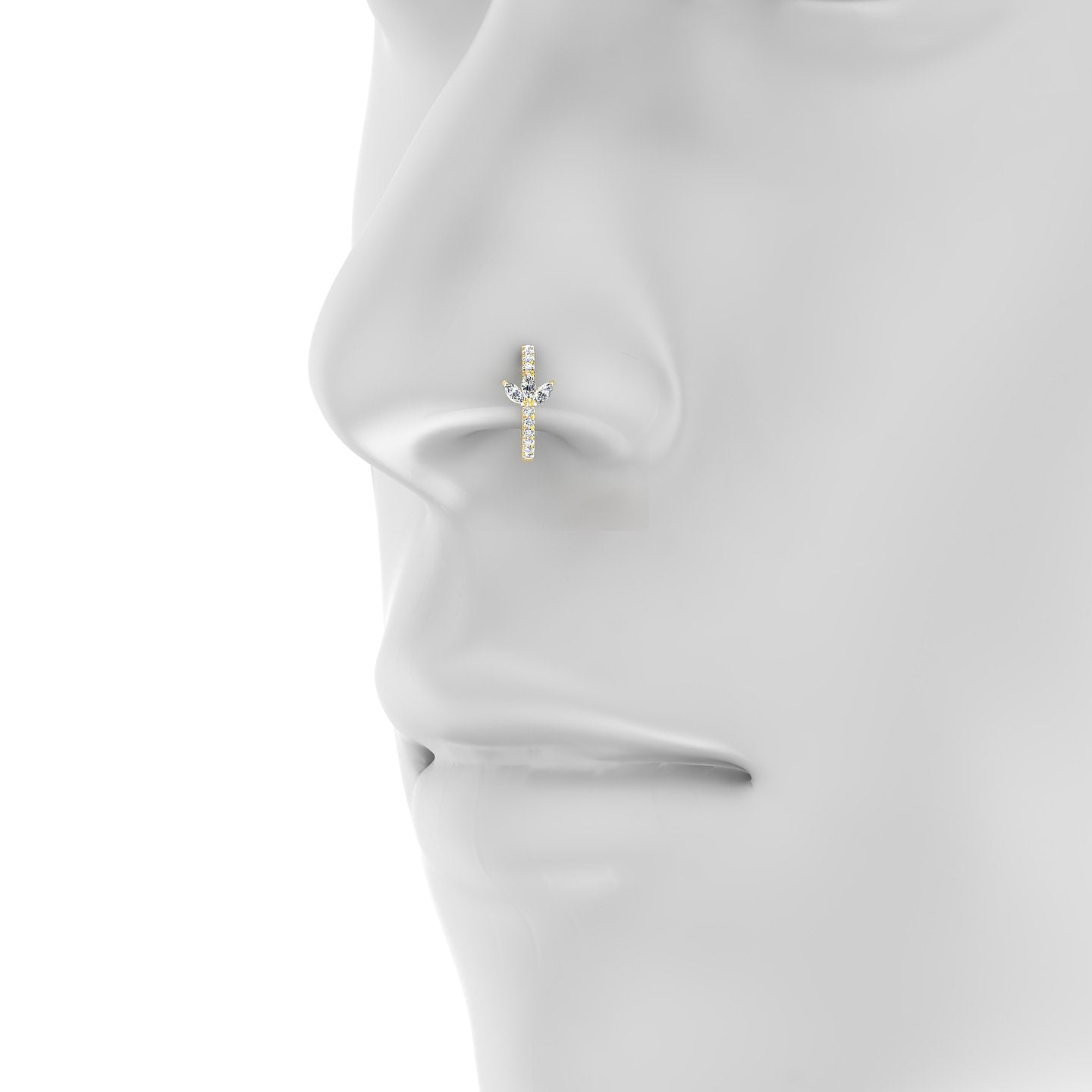 Fortuna | 18k Yellow Gold 9.5 mm Lotus Diamond Nose Ring Piercing