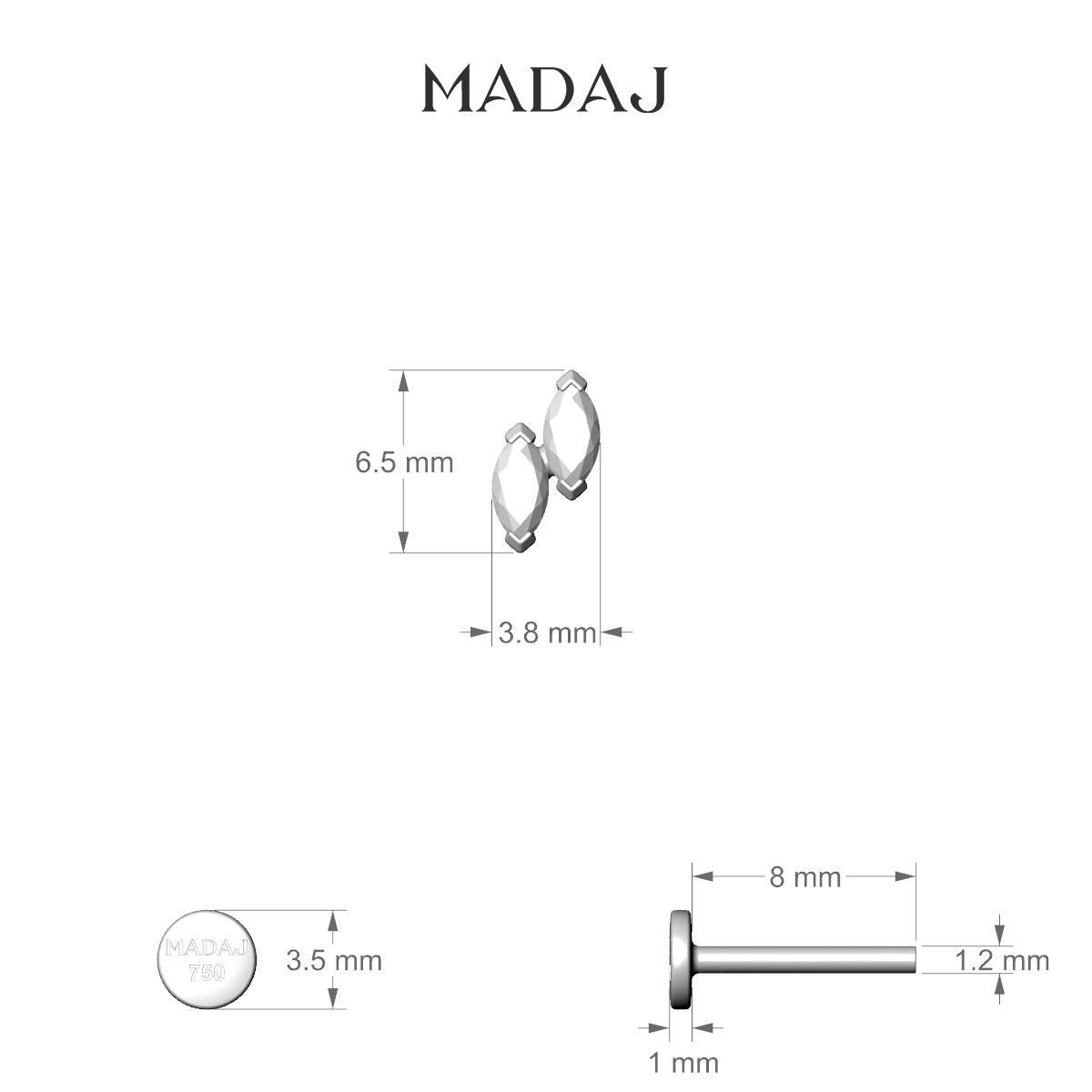 Freyja | 18k Yellow Gold 6.5 mm 8 mm Diamond Piercing