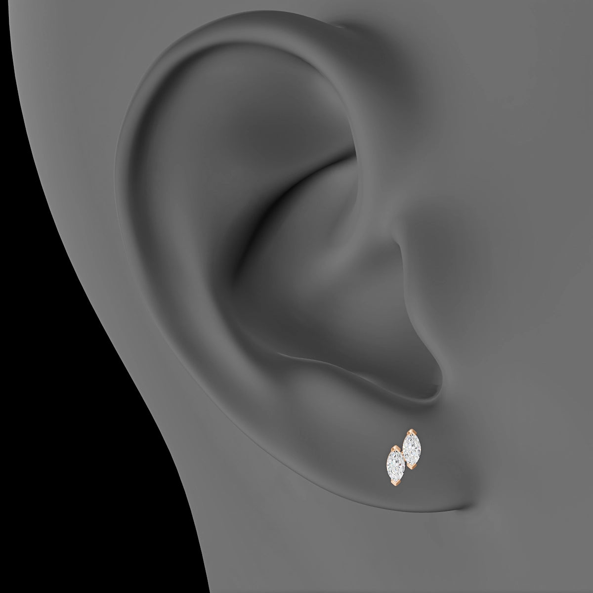 Freyja | 18k Rose Gold 6.5 mm Diamond Earring