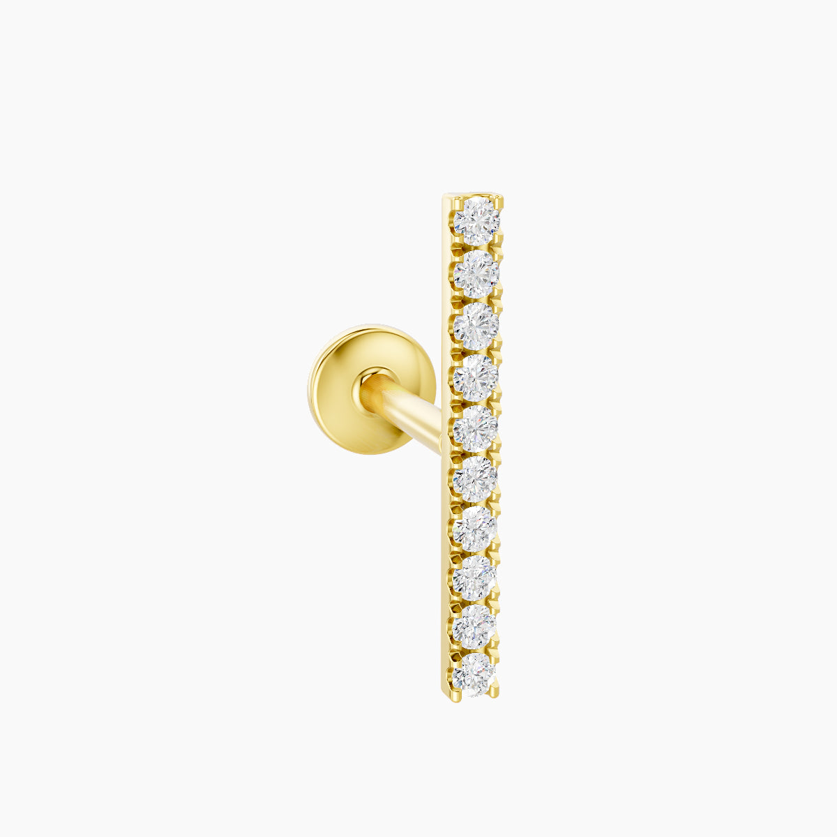 Gaia | 18k Yellow Gold 12 mm 6.5 mm Bar Diamond Piercing