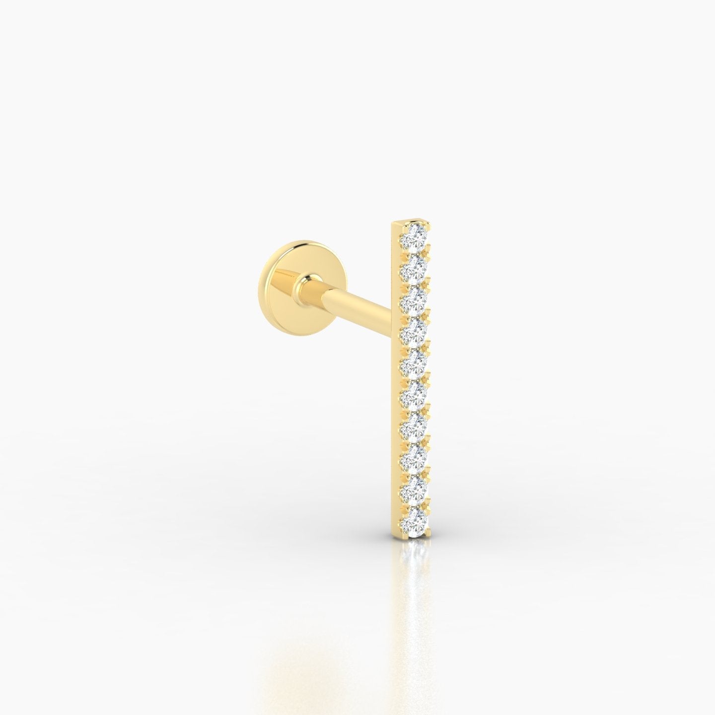 Gaia | 18k Yellow Gold 12 mm 6.5 mm Bar Diamond Piercing