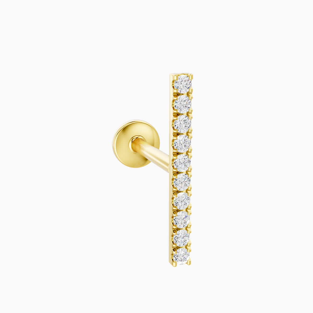 Gaia | 18k Yellow Gold 12 mm 8 mm Bar Diamond Piercing