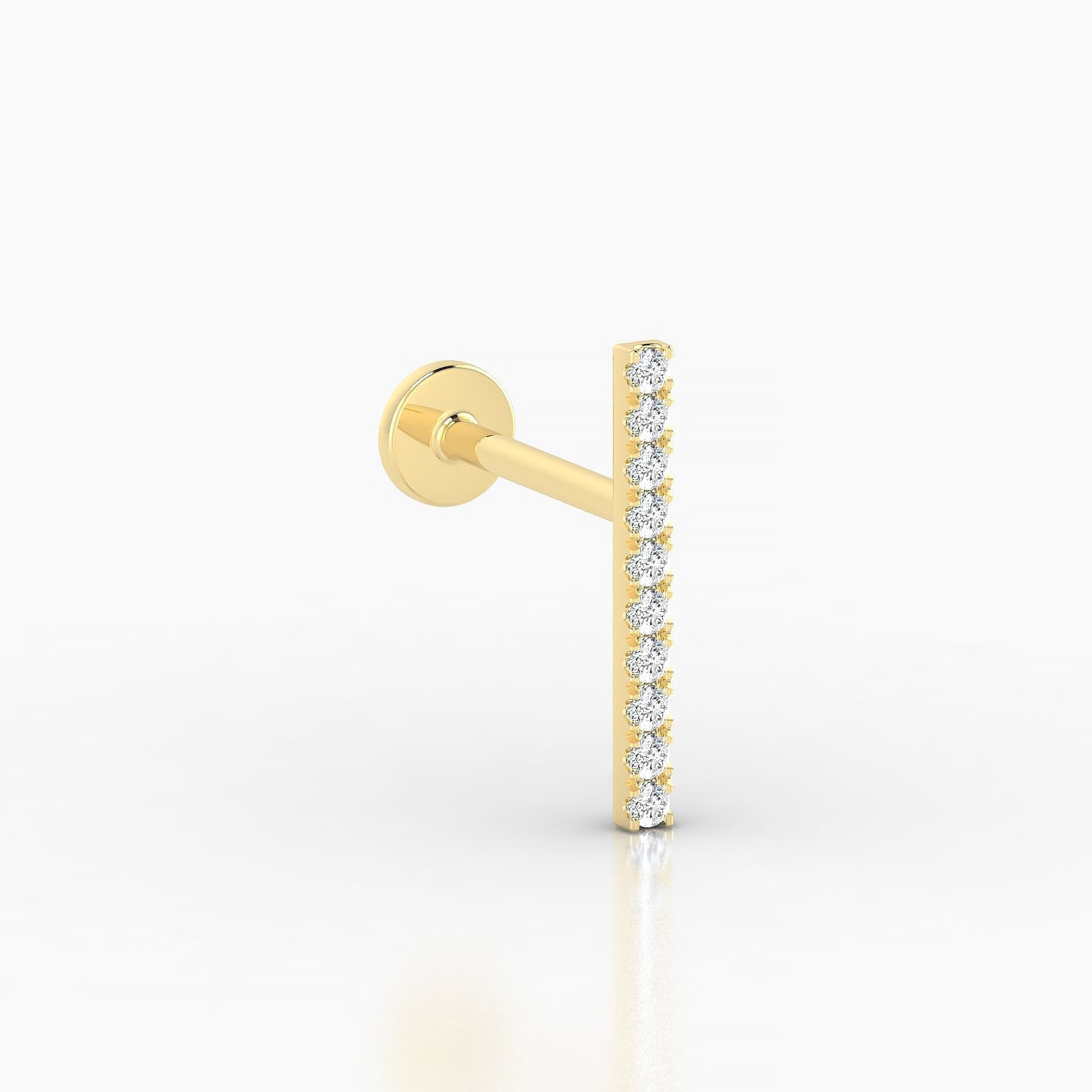 Gaia | 18k Yellow Gold 12 mm 8 mm Bar Diamond Piercing